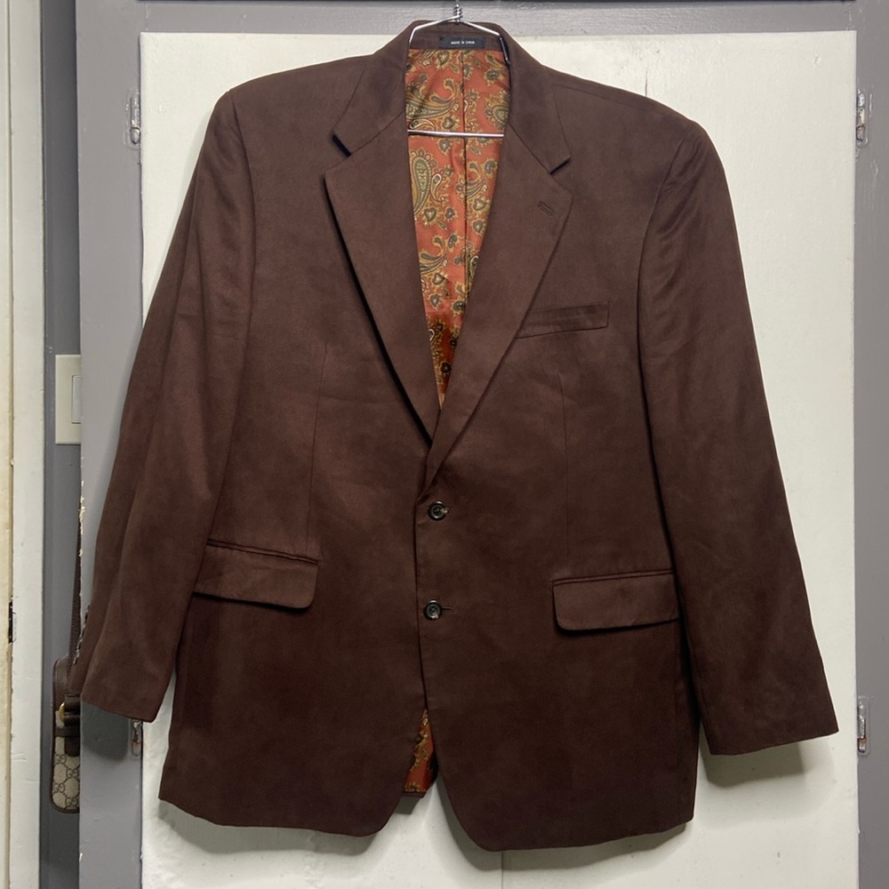 LAUREN RALPH LAUREN Men Dark Brown Faux Suede Sport Coat Blazer Jacket 44R